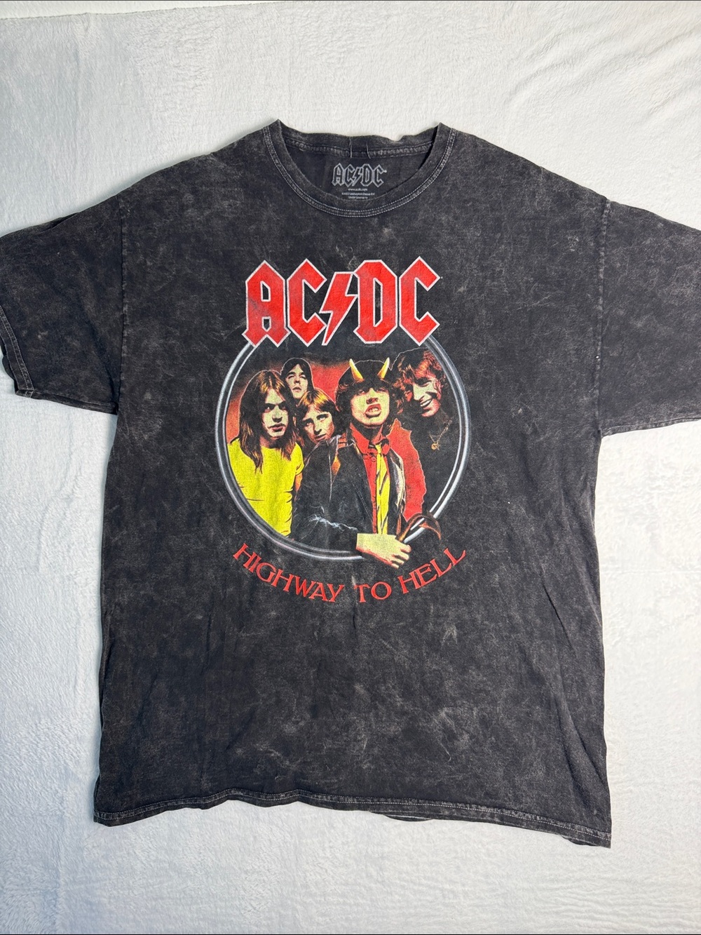 AC/DC Black Tee with Red and Yellow Band Graphic